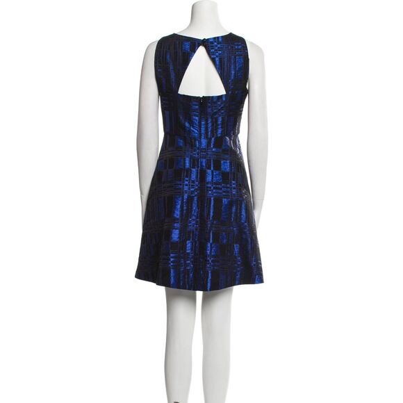 Eva Franco Blue Metallic Plaid A-Line Mini Dress Women’s XS - Picture 2 of 2